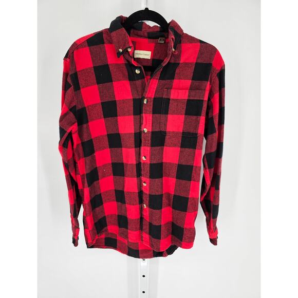 Hobbs Creek Mens Sz M Button Up Long Sleeve Buffalo Plaid Shirt Red Black - Picture 1 of 5